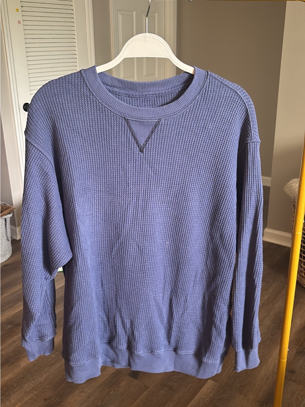 Women’s Waffle-Knit Crewneck Sweater - Blue